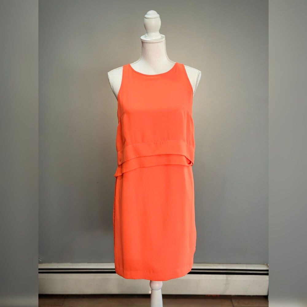 Neon Coral Banana Republic Sheath Dress Size 2 EUC